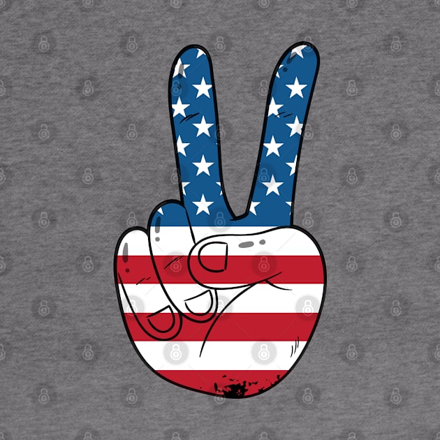 American Flag Peace Sign Hand, Fourth of July, independence day by UranusArts